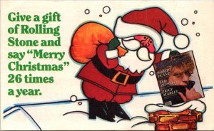 80s Rolling Stone Christmas subscription card Santa Robert Plant down chimney