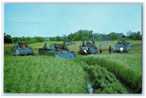 c1960's Army Tanks Deployed in the Rice Paddles South Viet-Nam Postcard