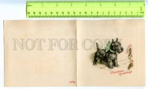420994 USA New Year CHRISTMAS Dog scotch terrier Vintage folding card