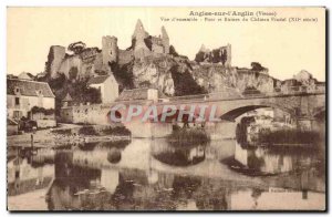 Postcard Old Angles on I Anglin (Vienne) Overview of Bridge Ruins of Chateau ...