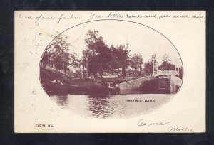 ELGIN ILLINOIS LORDS PARK SCENE VINTAGE POSTCARD 1905