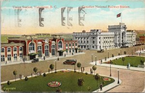 Vancouver BC Union Station CNR Station c1927 Coast Publishing Postcard G8