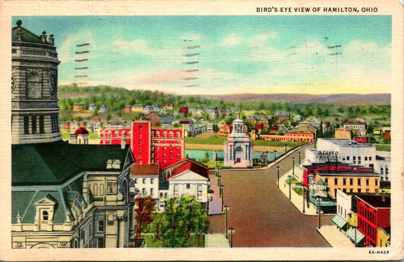 Hamilton OH Aerial View Postcard used (23990)