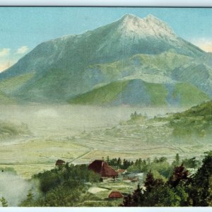 c1950s Japan Beppu Plateau Mt Yufu & Tsurumi Park Litho Photo Postcard Vtg A31