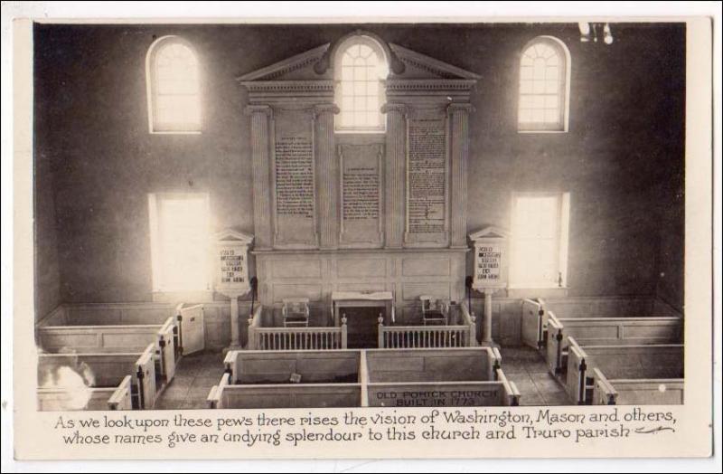 VA - Pohick. Old Pohick Church, Interior.  RPPC