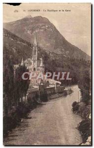 Old Postcard Lourdes the Basilica and the Gave