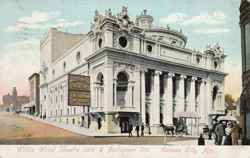 Willis Wood Theater, 10th & Baltimore St., Kansas City, Missouri, 1909 Postcard