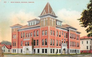 High School, Eugene, Oregon Lane County c1910s Vintage Postcard