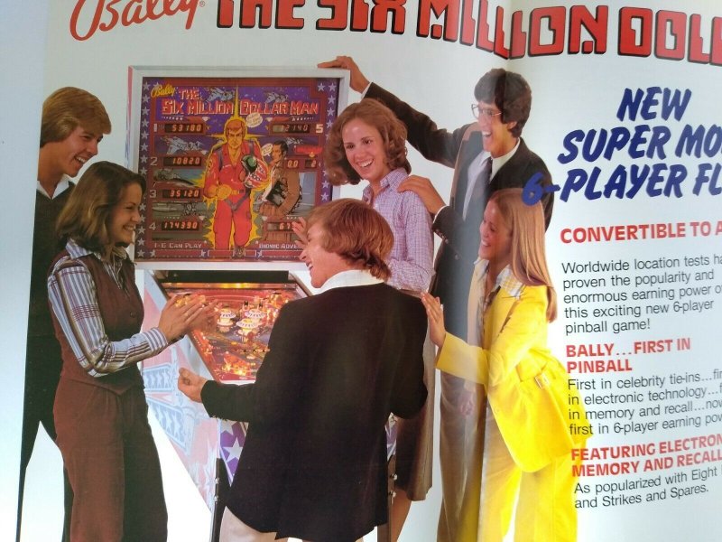 Bally Six Million Dollar Man Pinball FLYER Lee Majors Bionic Steve Austin 1978