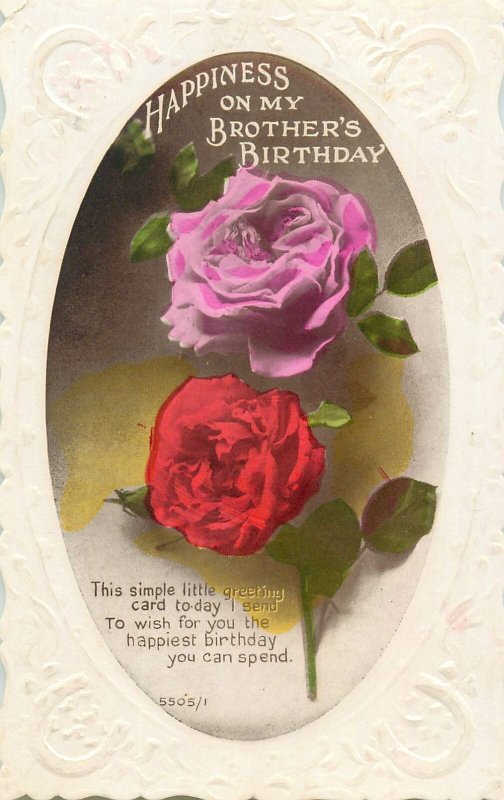 Postcard Greetings birthday flowers brother