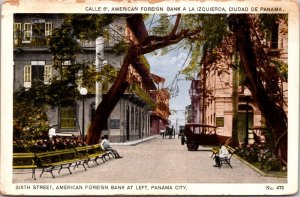 Postcard Sixth Street, American Foreign Bank at Left in Panama City