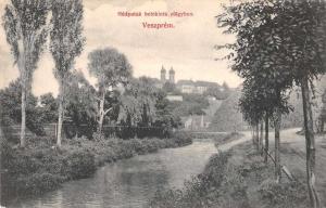 Veszprem Hungary River and Town in Background Scenic View Postcard J77933