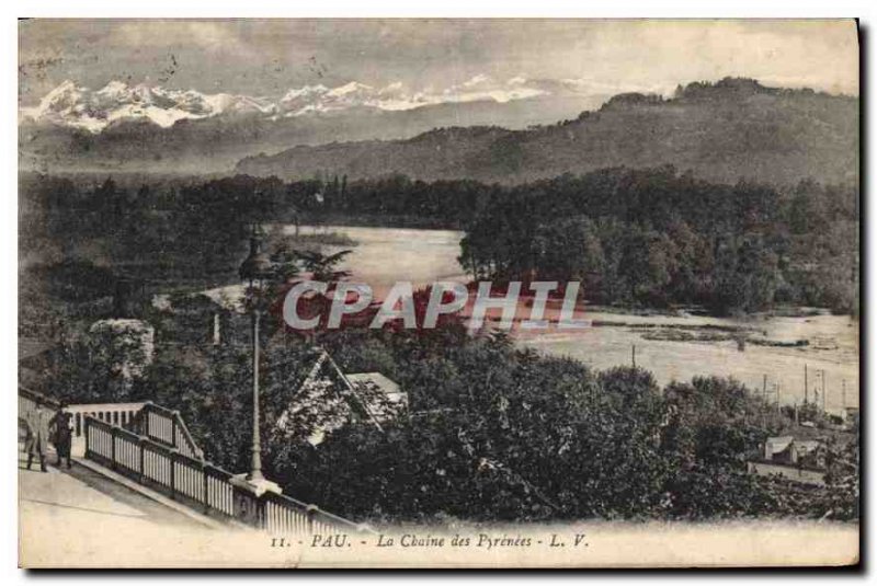 Old Postcard Pau The Chaine des Pyrenees