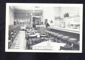 WARREN PENNSYLVANIA PA. THE PENN RESTAURANT INTERIOR VINTAGE POSTCARD B&W