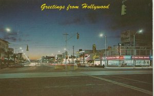 HOLLYWOOD, California, 1950s; Blvd. at night