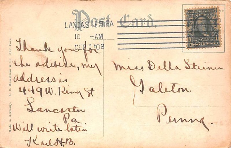 Y. M. C. A. Lancaster, Pennsylvania PA Postcard