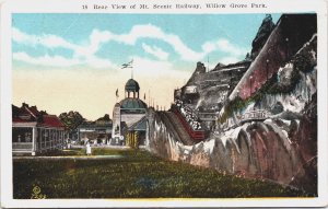 Rear View of Mt Scenic Railway Willow Grove Park Pennsylvania Postcard C085