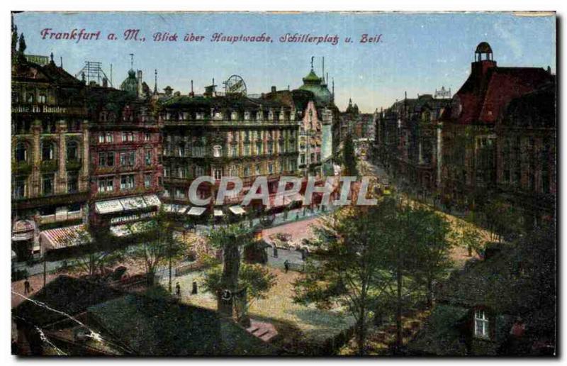 Old Postcard Frankfurt a Main Haupstrasse Blick uber Schillerplatz
