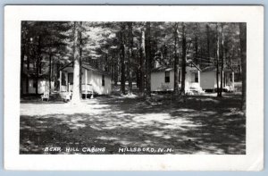 1950's RPPC BEAR HILL CABINS SUMMER CAMP HILLSBORO NH ADIRONDACK CHAIRS POSTCARD