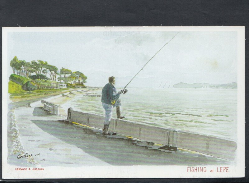 Isle of Wight Postcard- Fishing at Lepe, Cowes - Artist Gervase.A.Gregory RR6590