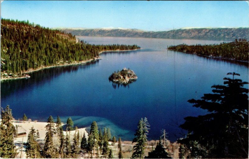 c.1969 Lake Tahoe Emerald Bay California Aerial Chrome VTG Posted Postcard