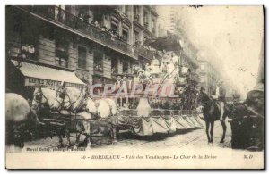 Old Postcard Fete Wine Harvest The chariot of Queen Bordeaux TOP