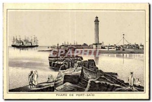 Old Postcard Lighthouse of Port Said Egypt Egupt