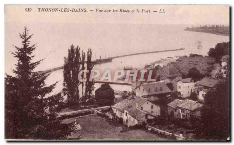 Old Postcard Thonon Les Bains View and Harbor Shores