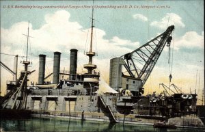 Newport News Virginia VA Boat Ship Battleship Shipbuilding c1900s Postcard