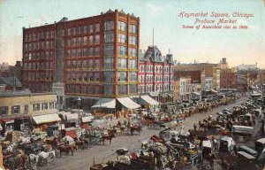 Chicago Illinois aerial view Haymarket Square produce market antique pc ZC549198