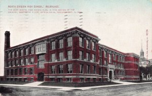 North Division High School, Milwaukee, Early Postcard, Used in 1910