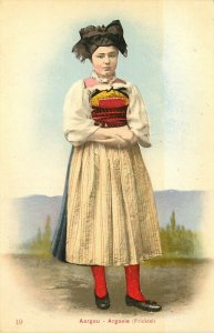 c1910 Postcard 19. Woman in Native Dress Costume of Argau / Argovie Switzerland