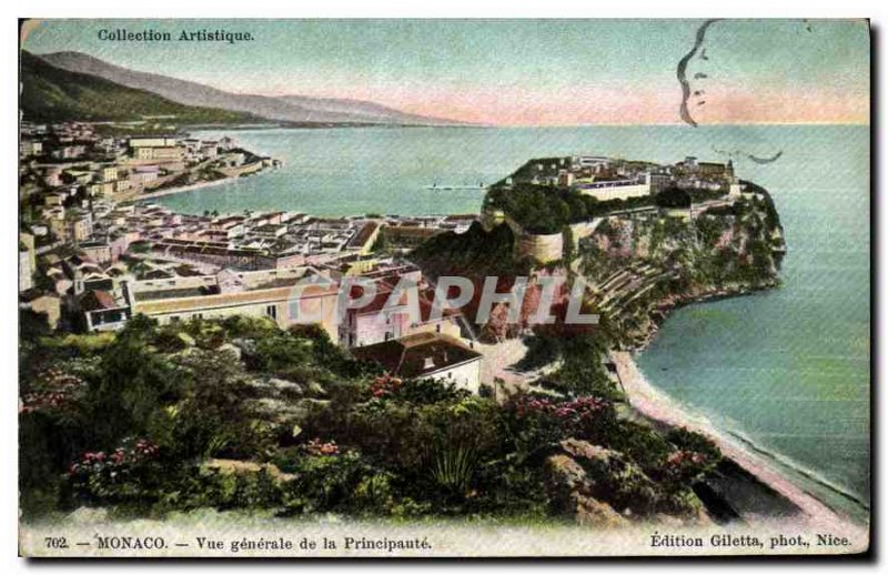 Postcard Old Manaco general view of the Principality