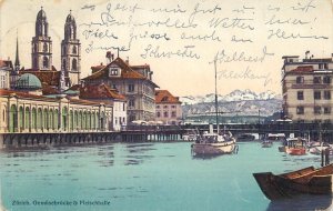 Switzerland navigation & sailing topic postcard Zurich sailing vessel