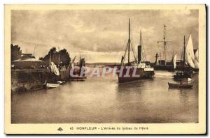 Old Postcard Honfleur The Arrival of the Boat Harbor