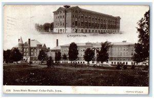 1908 Iowa State Normal Gymnasium Building Cedar Fall IA  Dual View Postcard