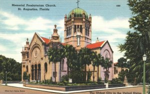 USA Memorial Presbyterian Church St Augustine Florida Linen Postcard 03.70