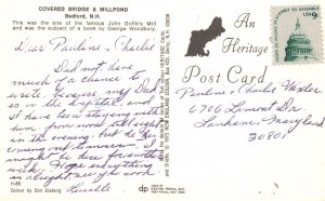 Vintage Postcard Covered Bridge Millpond John Goffe's Mill Bedford New Hampshire 