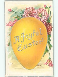 Pre-Linen BIG YELLOW EASTER EGG WITH PINK FLOWERS J2157