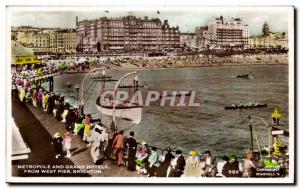 Old Postcard Metropole And Grand Hotels From Brighton West Pier