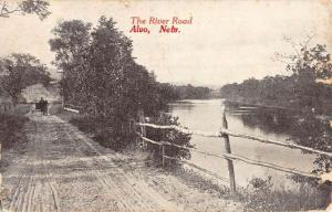 Alvo Nebraska River Road Waterfront Antique Postcard K100922