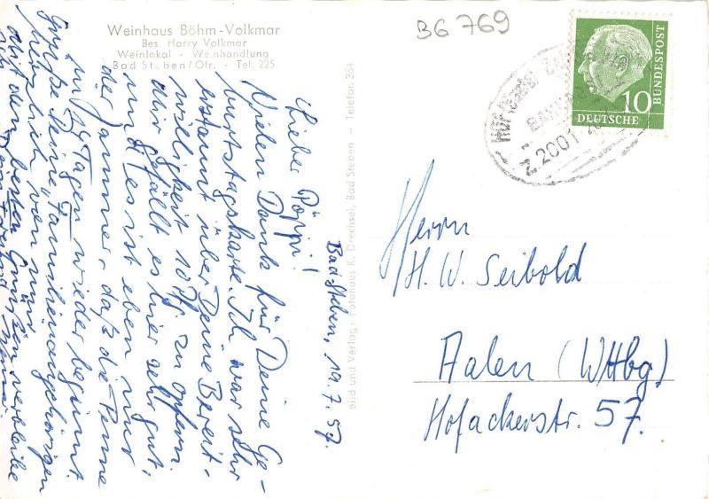 BG769 weinhaus bohm volkmar bad steben   CPSM 14x9.5cm germany