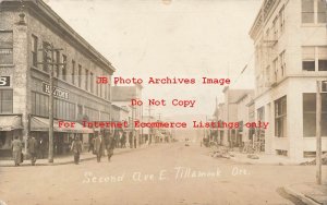 OR, Tillamook, Oregon, RPPC, Second Avenue, East, Business Area, Monk's Photo