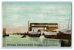 1910 Scene on Chicago River, Chicago Illinois IL Antique Posted Postcard