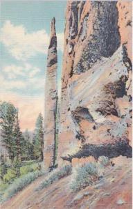 Chimney Rock on Cody Route to Yellowstone National Park WY, Wyoming - Linen