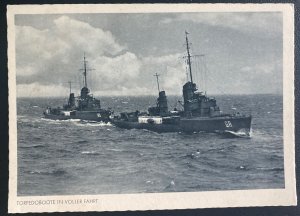 Mint Germany Real Picture Postcard RPPC German Navy Torpedo Boat In Full Speed