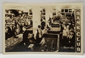 RENO Nevada Interior View BANK CLUB Gaming Tables Real Photo Postcard E12