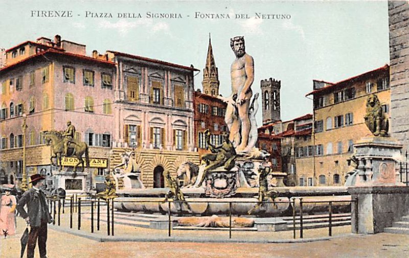 Firenze Piazza Della Signoria Italy Writing on back 