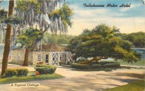 Linen Roadside Postcard; Tallahassee Motel Typical Cottage US Hwy 27 FL Posted