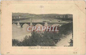 Old Postcard Lyon Perspective Bridges over the Rhone